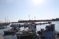 Kos Island\'s little fisher boats at the greek sea. Sunny day. Blue sky. Greece. Close to Turkey boarder